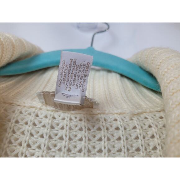 Chico's Women's Chunky Long Knit Cardigan Cream Ivory Sweater Size 1 Small - Picture 5 of 8
